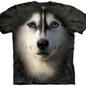 Siberian Husky Face Dogs Wolf T-Shirt Mountain Black Cotton Vincent Hie S-3X